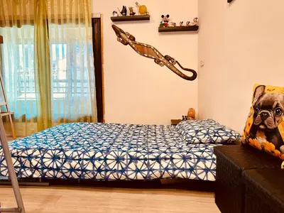 Letto o letti in una camera di Casa vulcano