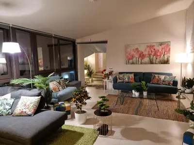 Area soggiorno di Luxury Panoramic Loft with heated pool near Catania, Taormina, the Sea and Mount Etna by SicilianRelaxingHomes