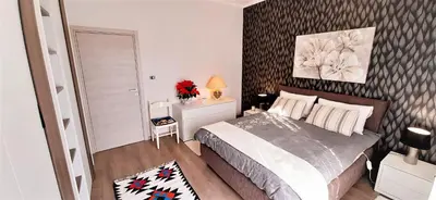 Letto o letti in una camera di Villa Etna