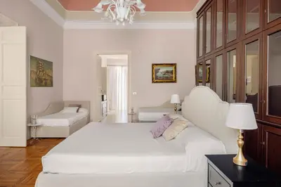 Letto o letti in una camera di Luxury Historic Villa with heated pool near Catania, Taormina, the Sea and Mount Etna by SicilianRelaxingHomes
